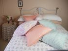 PLEATED DUSTY PINK block printed cushion
