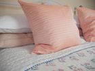 PLEATED DUSTY PINK block printed cushion