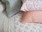 PLEATED DUSTY PINK block printed cushion