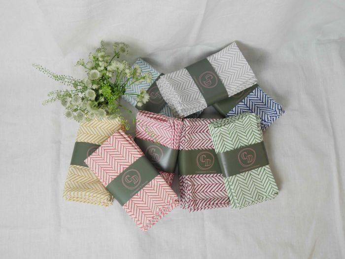 CHEVRON CORAL set of 6 cotton napkins