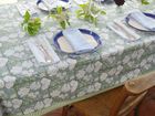 IN BLOOM BLUE hand block printed tablecloth