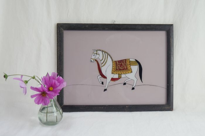 HORSE Indian glass painting