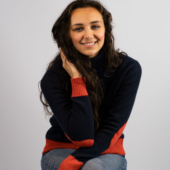 Roll Neck Jumper in Cashmere and Merino