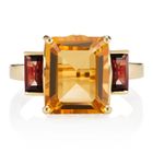 Andalusian Octagon Garnet and Citrine Yellow Gold Ring