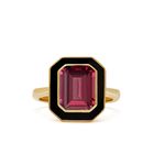 Aurora Black Enamel and Rhodolite Cocktail Ring