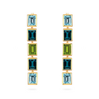 Aurora Sky Blue Topaz, London Blue Topaz and Peridot 5 Drop Earrings