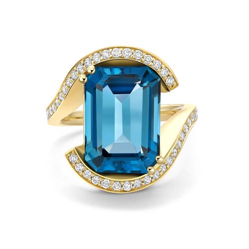 Gstaad Teal Topaz and Diamond Wedeln Ring