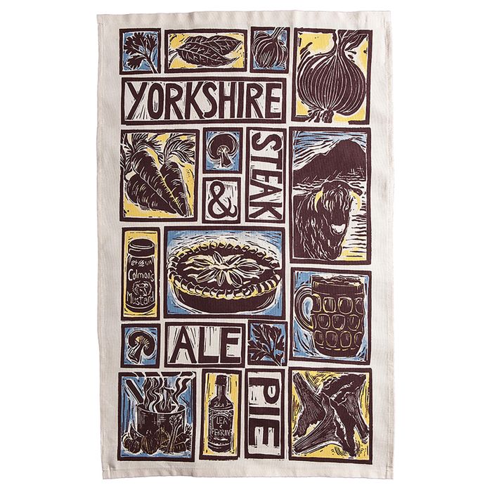 British regional recipe tea towels - linocut illustrations
