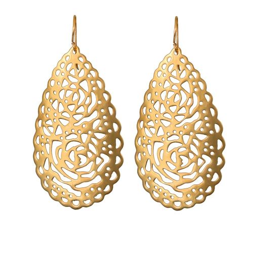Gold Plated Sterling Silver Lace Filigree Long Earrings