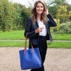 Kent Shopper in Textured Royal Blue and Passion Pink Cowhide Leather