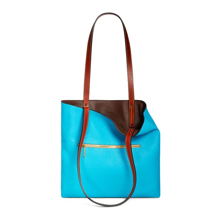 Kent Shopper in Textured Brown and Turquoise Cowhide Leather