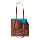 Kent Shopper in Textured Brown and Turquoise Cowhide Leather