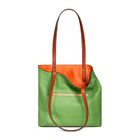 Kent Shopper in Textured Orange and Green Cowhide Leather