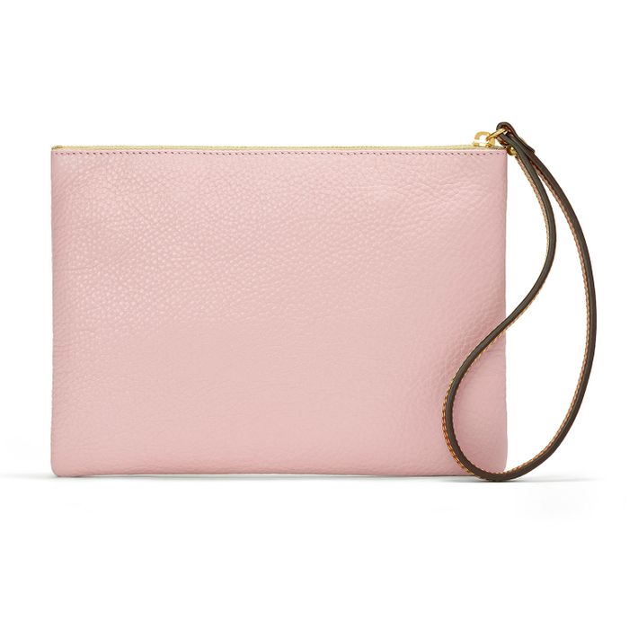 Wristlet in Textured Powder Pink Cowhide Leather