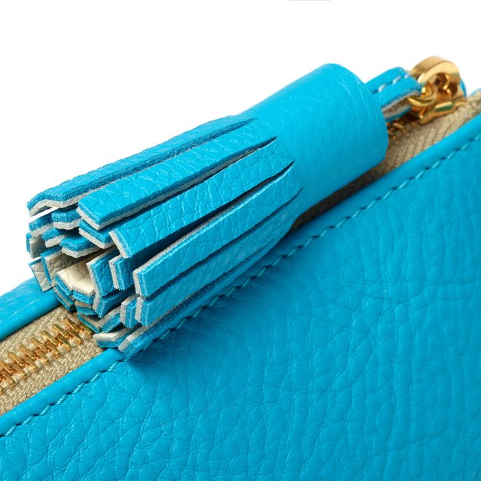 Pencil Case in Textured Turquoise Cowhide Leather