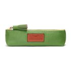 Pencil Case in Textured Green Cowhide Leather