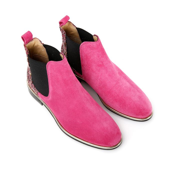 Pink Tweed Chelsea Boot