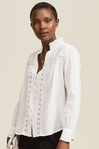 Carrie Organic Cotton Dobby Lace Blouse | White