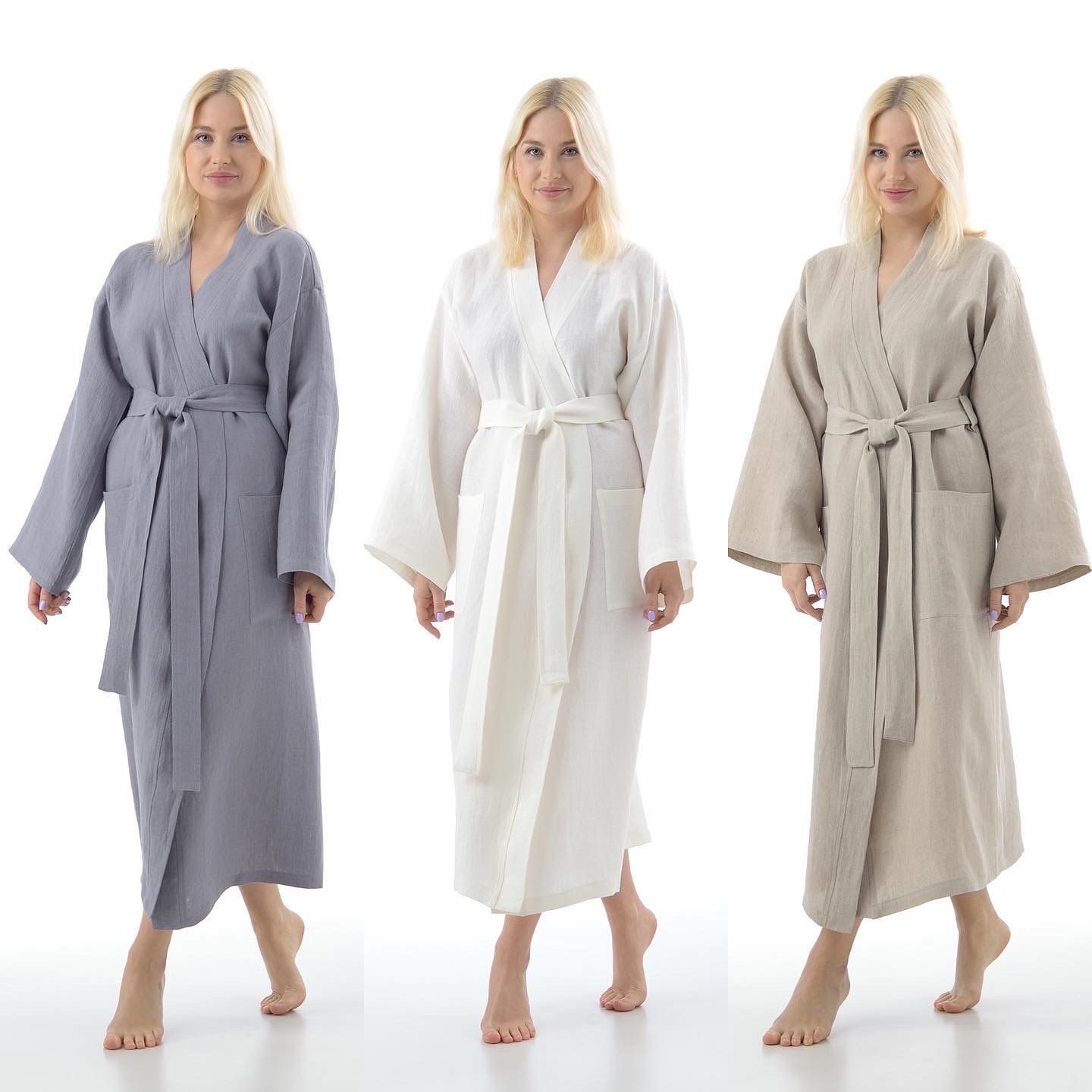 Linen Kimono Style Bathrobe