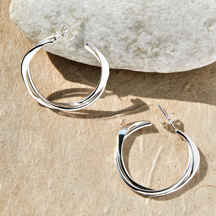 Interwoven Silver Hoop Earrings