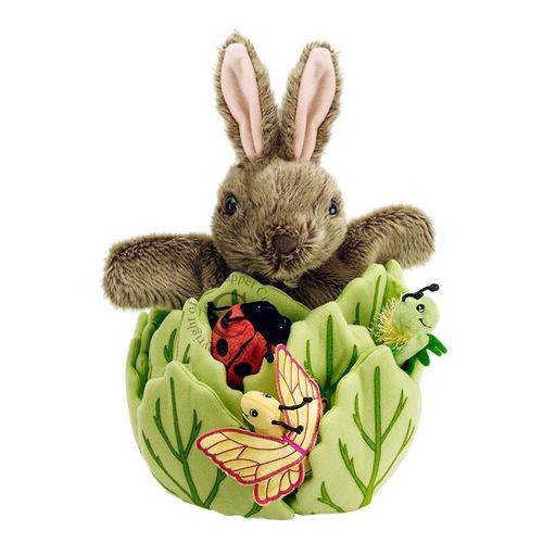 Rabbit in a Lettuce Hide away Puppet by The Puppet Company