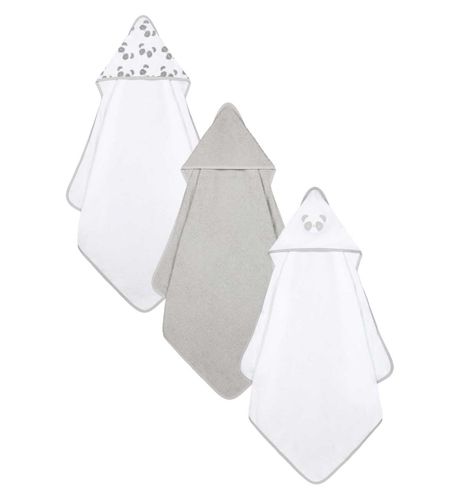 Mothercare Grey Cuddle 'N' Dry Hooded Towels - 3 Pack