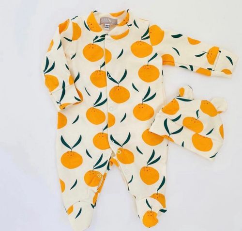 Organic cotton Baby sleep suit in Cream 