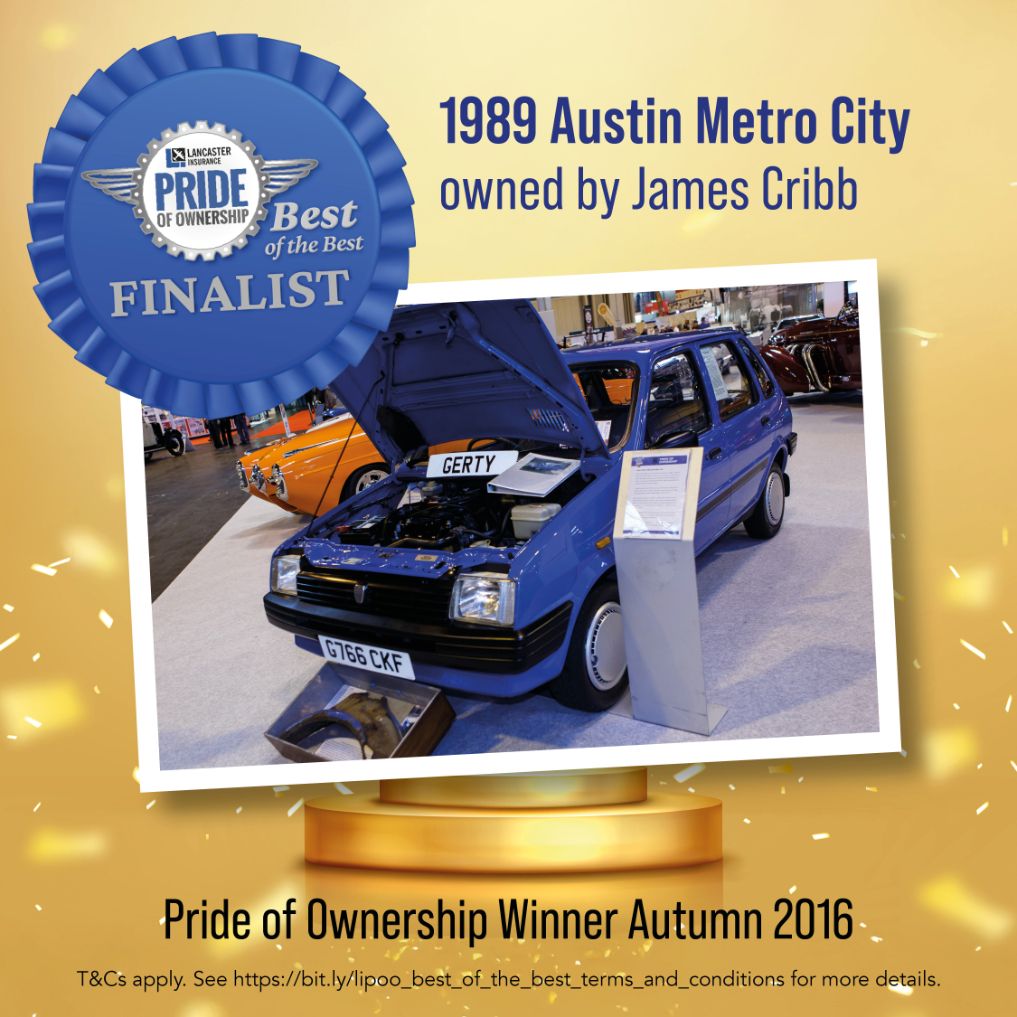 1989 Austin Metro City in blue owned by James Cribb, a Lancaster Insurance Pride of Ownership Winner Autumn 2016 and Best of the Best Finalist.