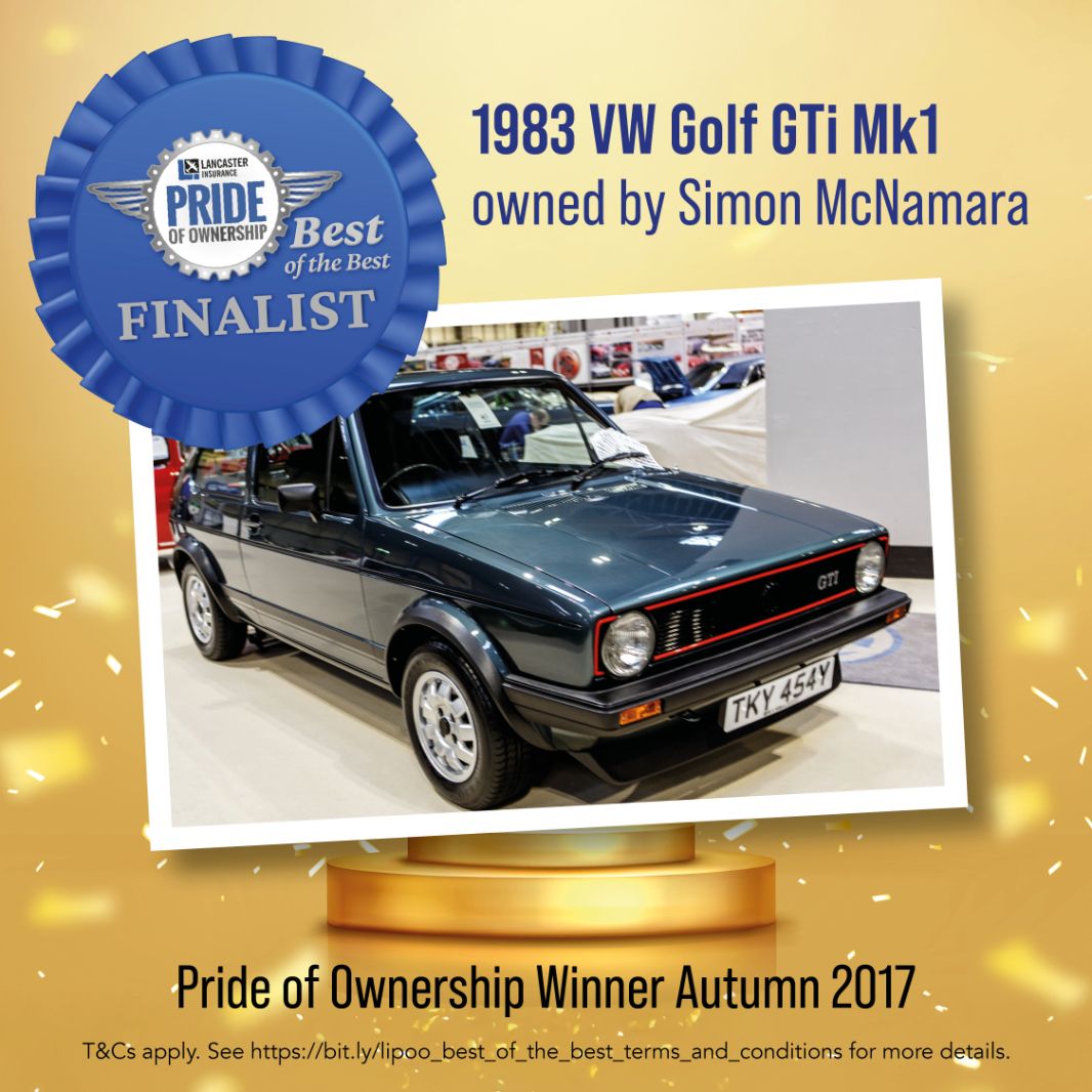 1983 VW Golf GTi Mk1 in dark green owned by Simon McNamara, a Lancaster Insurance Pride of Ownership Winner Autumn 2017 and Best of the Best Finalist.