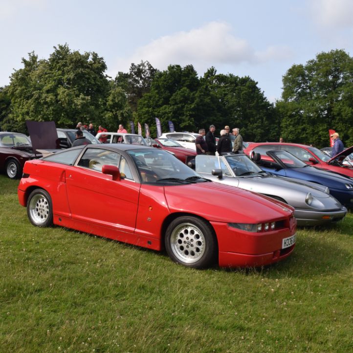 Red Alfa Romeo SZ ES-30 Zagato sports car Italian design classic car show