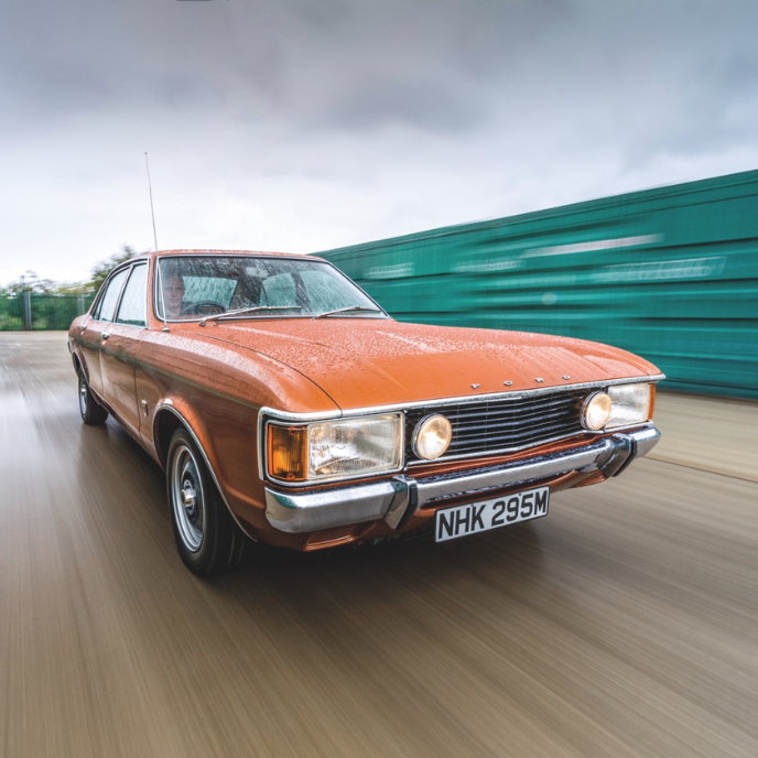 Classic Ford celebrates 50 years of hit TV cop show, The Sweeney at the Classic Motor Show, with the series’ original Consul GT