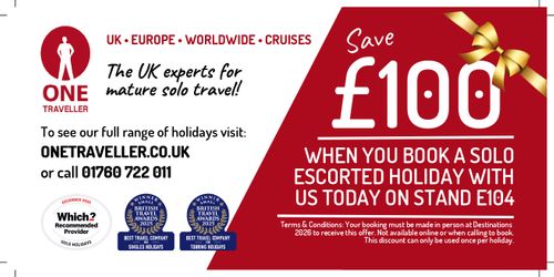 Save £100 When You Book A Solo Holiday With One Traveller