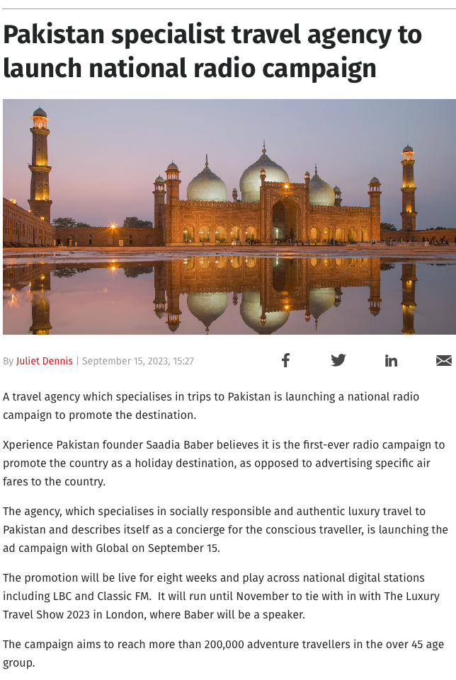 Xperience Pakistan launches first national digital radio campaign to promote tourism to Pakistan