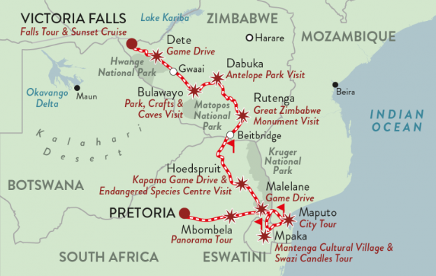 Southern-Cross: 11 nights - Victoria Falls to Pretoria