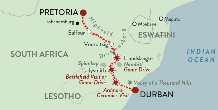 Durban: 2 nights - Pretoria to Durban