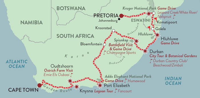 African Collage: 12 nights - Cape Town to Pretoria (golfing option available)