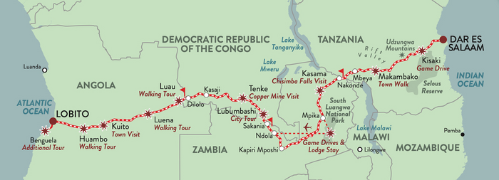 Trail of Two Oceans: 15 nights - Dar es Salaam to Lobito