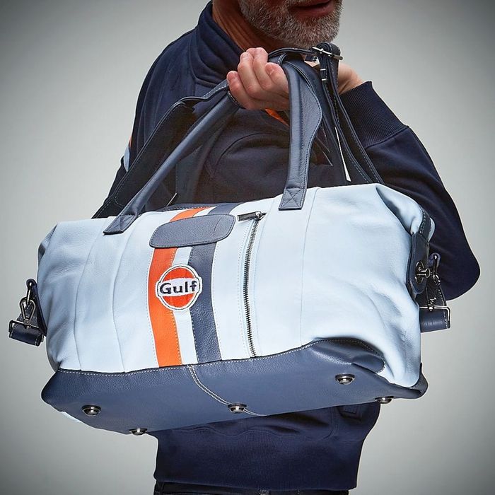 Grandprix Originals Gulf Leather Travel Bag Light Blue