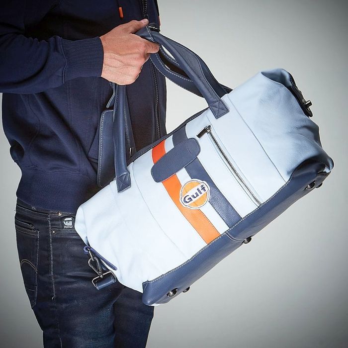 Grandprix Originals Gulf Leather Travel Bag Light Blue