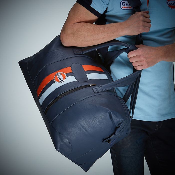 Grandprix Originals Gulf Leather Travel Bag Navy Blue