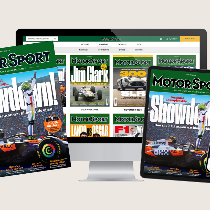 Vintage Motor Sport magazine covers collage classic Formula 1 racing car history