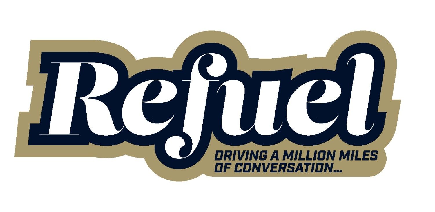 Refuel Charity Logo. Driving a million miles of conversation