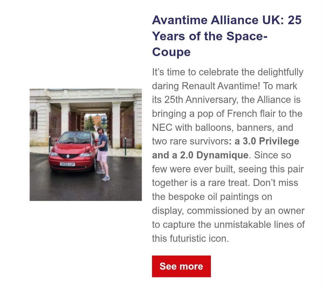 Classic and Restoration Show newsletter feature