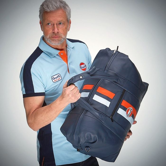 Grandprix Originals Gulf Leather Travel Bag Navy Blue