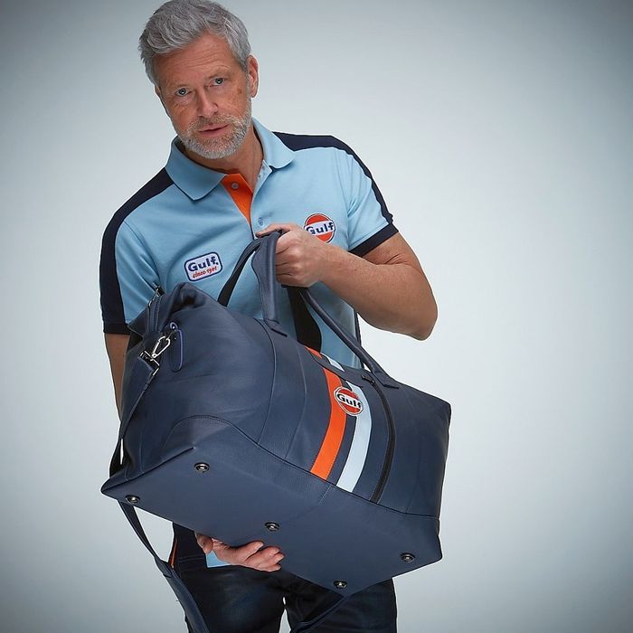 Grandprix Originals Gulf Leather Travel Bag Navy Blue