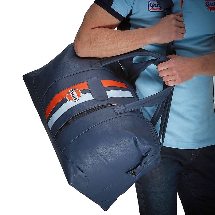 Grandprix Originals Gulf Leather Travel Bag Navy Blue