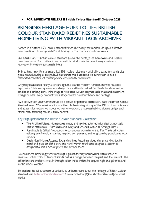British Colour Standard Press Release 2026
