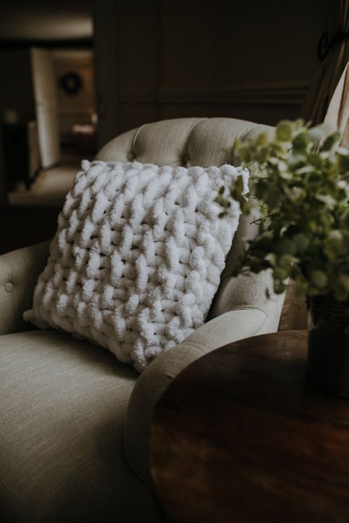 chunky hand knitted cushion