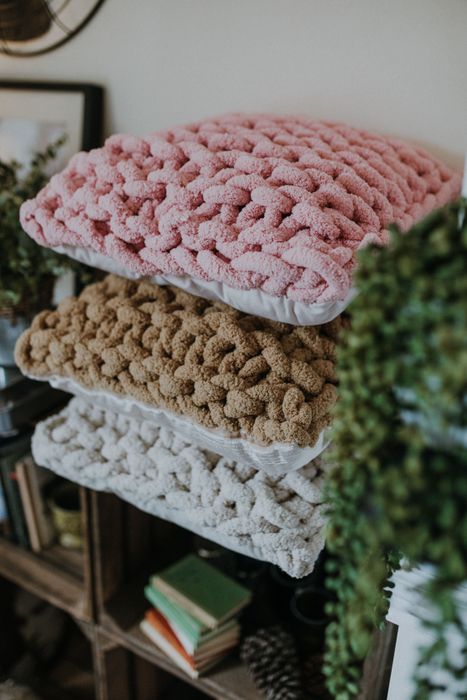 chunky hand knitted cushion