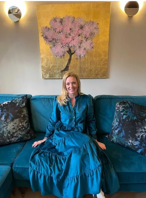 The Putney Teal Velvet Dress